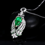 Colombian Emerald Pendant Women's Peacock Necklace Silver Choker