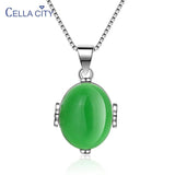 Cellacity Silver 925 Necklace Green Red Agate Pendant Charms Female Gift