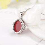 Cellacity Silver 925 Necklace Green Red Agate Pendant Charms Female Gift