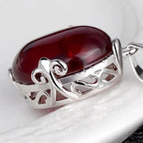Cellacity Silver 925 Necklace Green Red Agate Pendant Charms Female Gift