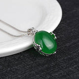 Cellacity Silver 925 Necklace Green Red Agate Pendant Charms Female Gift