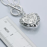 925 Silver Hollow Heart Necklace Chains Women Pendant Jewelry