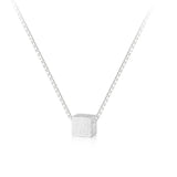TrustDavis 925 Silver Square Box Chain Necklace For Women Wedding Gift