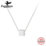 TrustDavis 925 Silver Square Box Chain Necklace For Women Wedding Gift