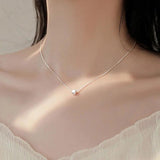 TrustDavis 925 Silver Square Box Chain Necklace For Women Wedding Gift