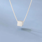 TrustDavis 925 Silver Square Box Chain Necklace For Women Wedding Gift