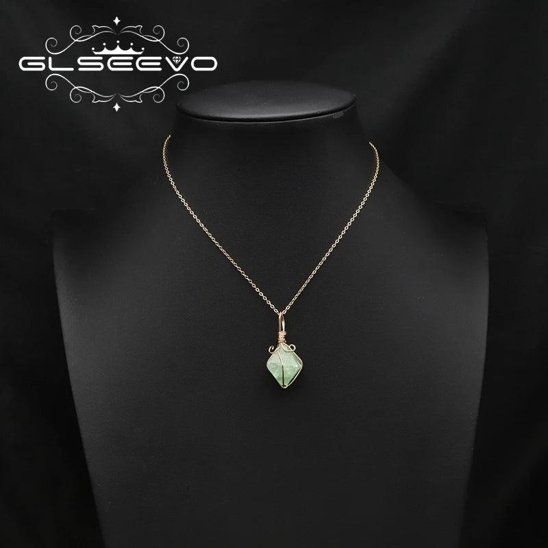 Green Tanglin Woman Pendant Necklace Charm Elegance Retro Fine Jewelry
