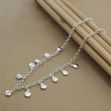 925 Silver Circle Bean Chain Necklace For Women Charm Jewelry