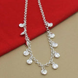 925 Silver Circle Bean Chain Necklace For Women Charm Jewelry