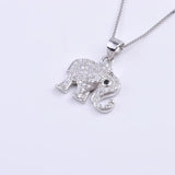 925 Silver Crystal Elephant Necklace Zircon Pendant Choker Jewelry