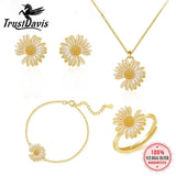 925 Sterling Silver Daisy Jewelry Set For Women Office Lady