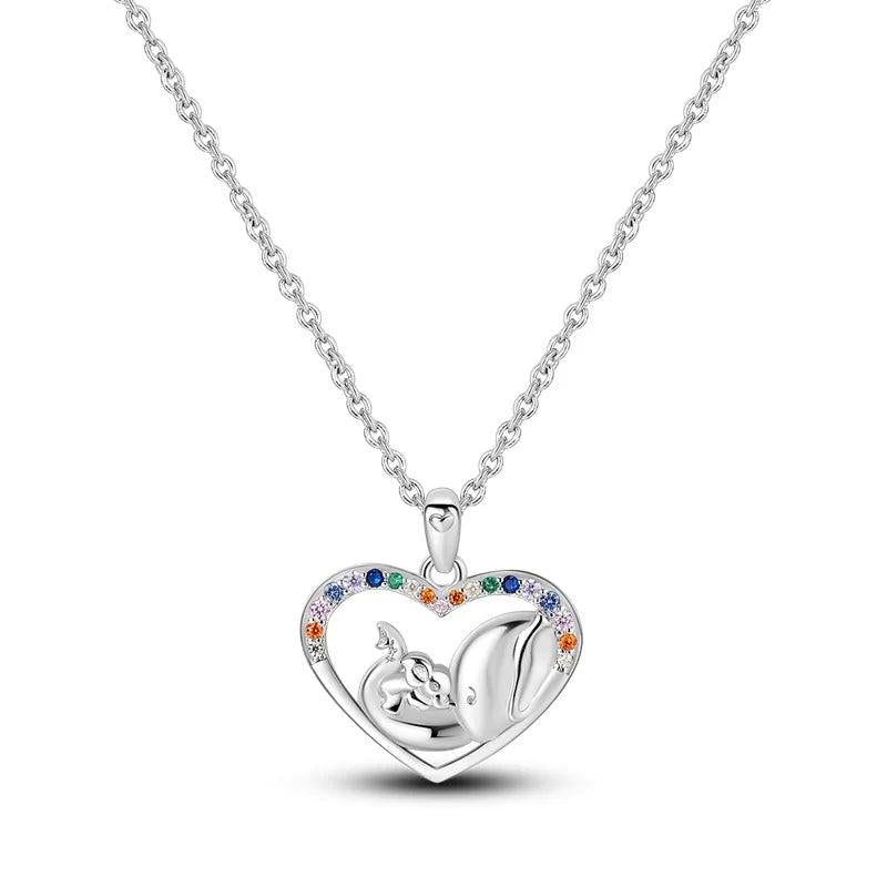 925 Silver Elephant Pendant Necklace Zircon Wedding Jewelry