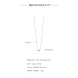 Pearl Zircon 925 Silver Necklace Collar Long Chain Rock Punk Fine Jewelry