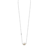 Pearl Zircon 925 Silver Necklace Collar Long Chain Rock Punk Fine Jewelry