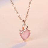 Heart shaped Rose quartz Pendant Necklace Silver 925 Jewelry