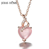 Heart shaped Rose quartz Pendant Necklace Silver 925 Jewelry