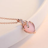 Heart shaped Rose quartz Pendant Necklace Silver 925 Jewelry