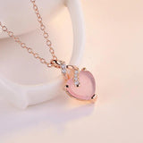 Heart shaped Rose quartz Pendant Necklace Silver 925 Jewelry