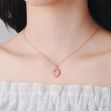Heart shaped Rose quartz Pendant Necklace Silver 925 Jewelry