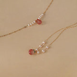 925 Silver 14K Chain Necklace Pearl Pink Peach Agate Pendant