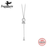 TrustDavis 925 Silver Zircon Tassel Chain Necklace For Women