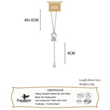 TrustDavis 925 Silver Zircon Tassel Chain Necklace For Women