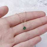 925 Silver Green Crystal Zircon Pendant Necklace Vintage Chain Jewelry