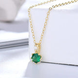 925 Silver Green Crystal Zircon Pendant Necklace Vintage Chain Jewelry
