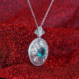 Emerald Stone Butterfly Green Zircon Pendant Necklace Silver Choker