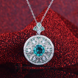 Emerald Stone Butterfly Green Zircon Pendant Necklace Silver Choker
