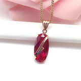 585 Purple Plated 14K Rose Ruby Oval Pendant Necklace
