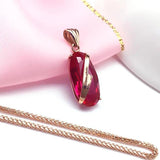 585 Purple Plated 14K Rose Ruby Oval Pendant Necklace