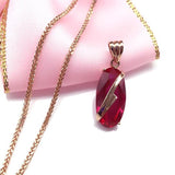 585 Purple Plated 14K Rose Ruby Oval Pendant Necklace
