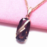 585 Purple Plated 14K Rose Ruby Oval Pendant Necklace