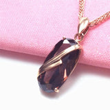 585 Purple Plated 14K Rose Ruby Oval Pendant Necklace