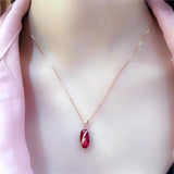 585 Purple Plated 14K Rose Ruby Oval Pendant Necklace