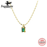TrustDavis 925 Silver Green Zircon Necklace For Women Fine Jewelry Gift
