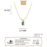TrustDavis 925 Silver Green Zircon Necklace For Women Fine Jewelry Gift