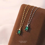 TrustDavis 925 Silver Green Zircon Necklace For Women Fine Jewelry Gift