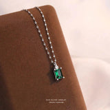 TrustDavis 925 Silver Green Zircon Necklace For Women Fine Jewelry Gift