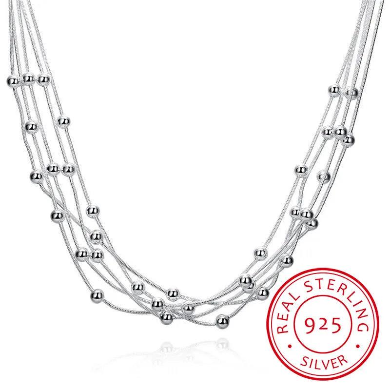 925 Sterling Silver 18'' Multilayer Necklaces Collar