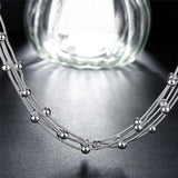 925 Sterling Silver 18'' Multilayer Necklaces Collar