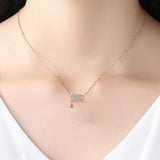 925 Silver Lucky Cylinder Rhinestone Pendant Necklace Rose Women Jewelry
