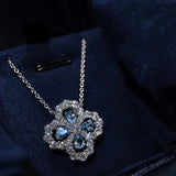 Silver Four Leaf Clover Necklace Zircon Jewelry Wedding Gift