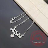 Vintage Bijoux Crystal Love Heart Pendant Necklace 925 Sterling Silver