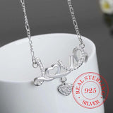 Vintage Bijoux Crystal Love Heart Pendant Necklace 925 Sterling Silver