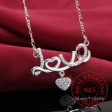Vintage Bijoux Crystal Love Heart Pendant Necklace 925 Sterling Silver