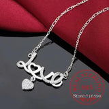 Vintage Bijoux Crystal Love Heart Pendant Necklace 925 Sterling Silver