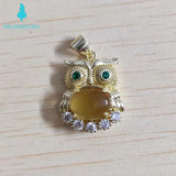 Natural Amber Owl Pendant Necklace Gemstones Jewelry