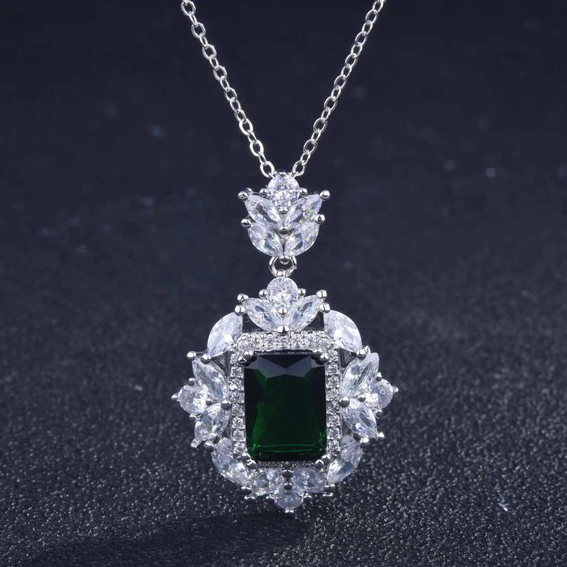 Vintage Silver Zircon Pendant Choker Chain Jewelry Gift